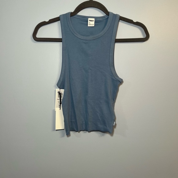 TNA Blue Cropped Ribbed Tank Top - Picture 1 of 4